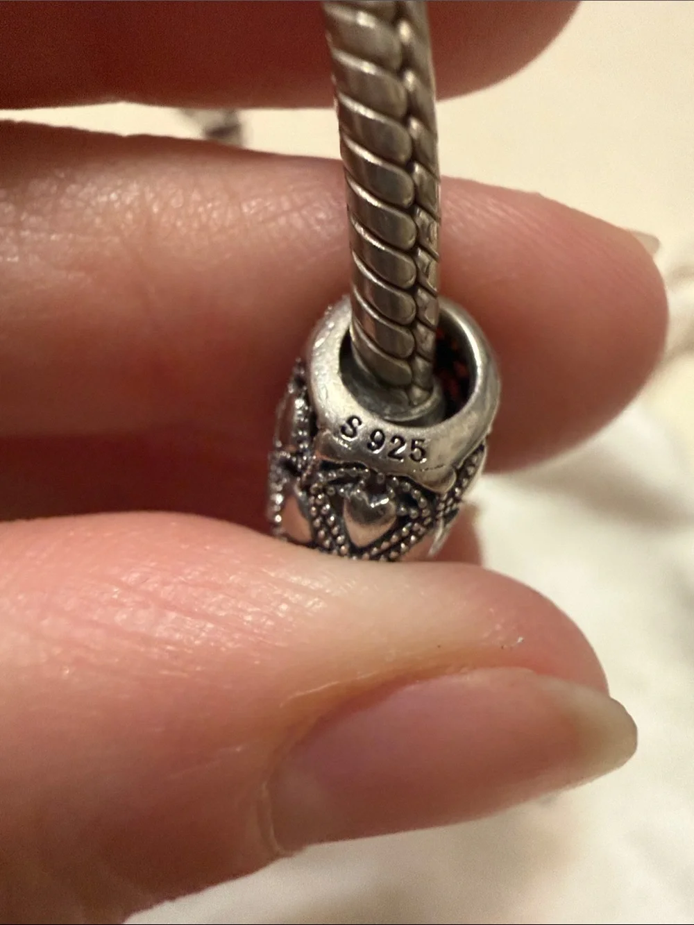 Pandora Silver Heart Charm Bracelet with Filigree Heart